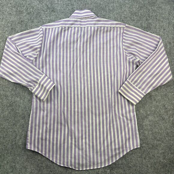 Vintage 70s Shirt Men Large 15.5 Purple Stripe Butterfly Collar Mod Made in USA - Picture 6 of 12